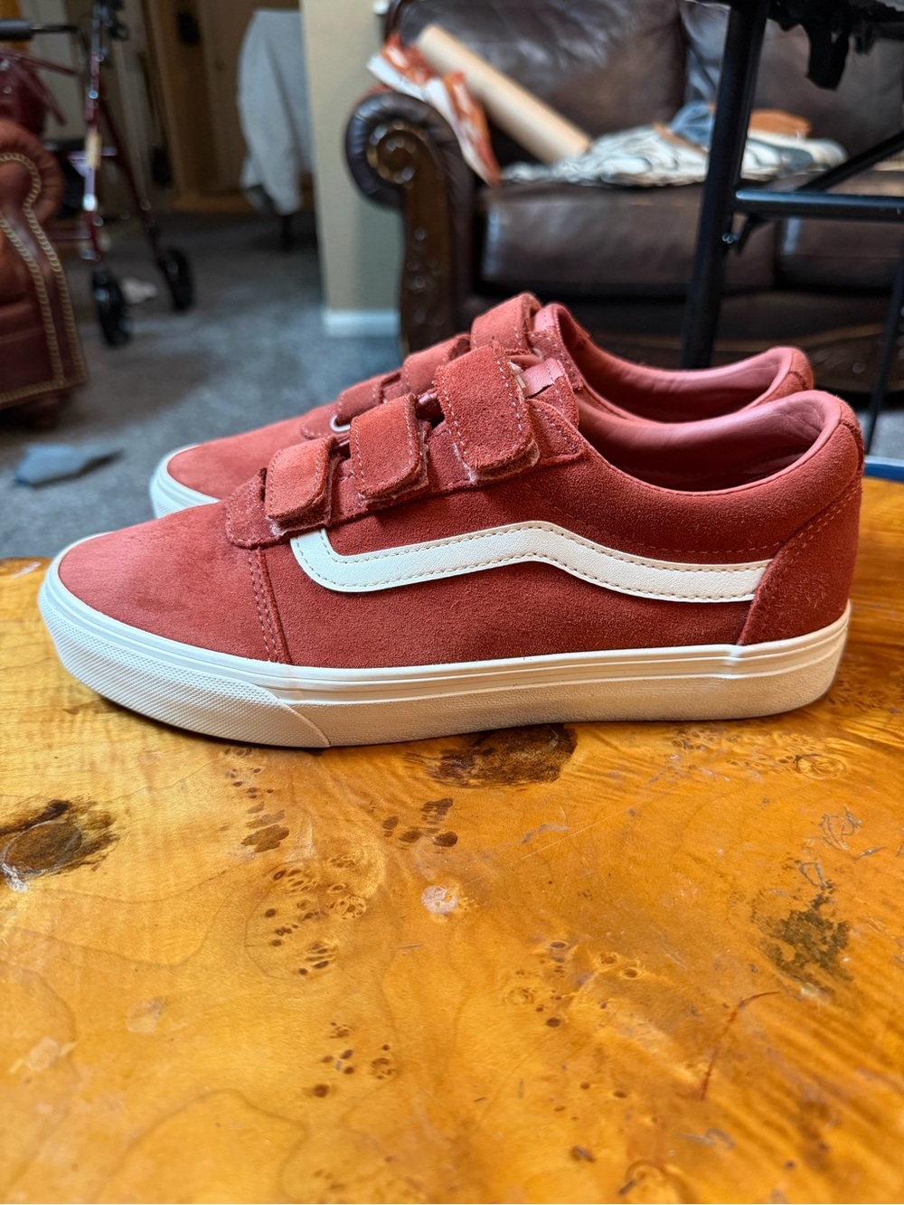 Vans Old Skool V Redwood Suede Triple Strap Women’s Size 8.5 Men’s Size 7